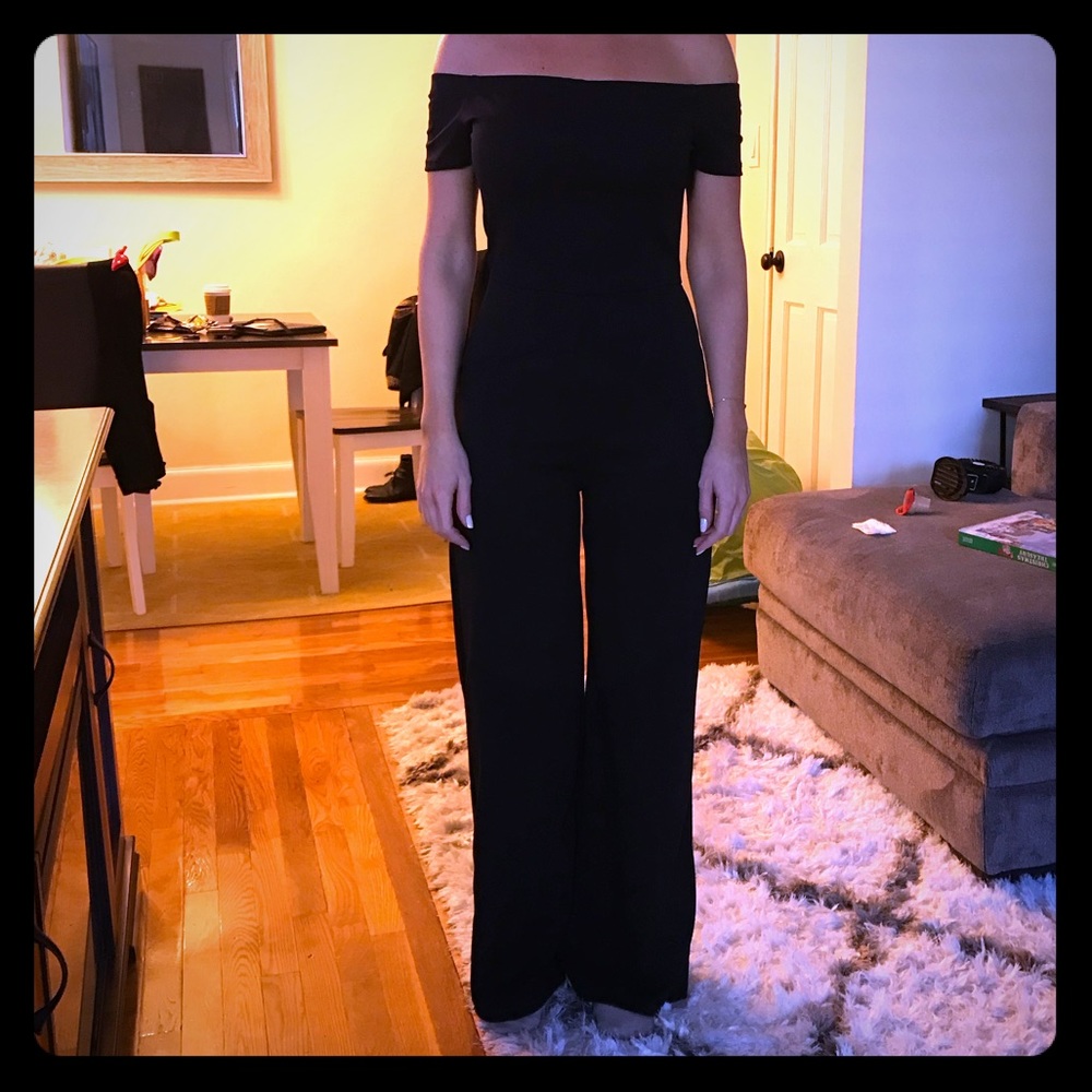 Black off shoulder romper